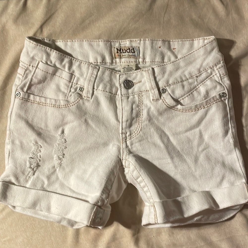 Mudd Ripped Shorts: White